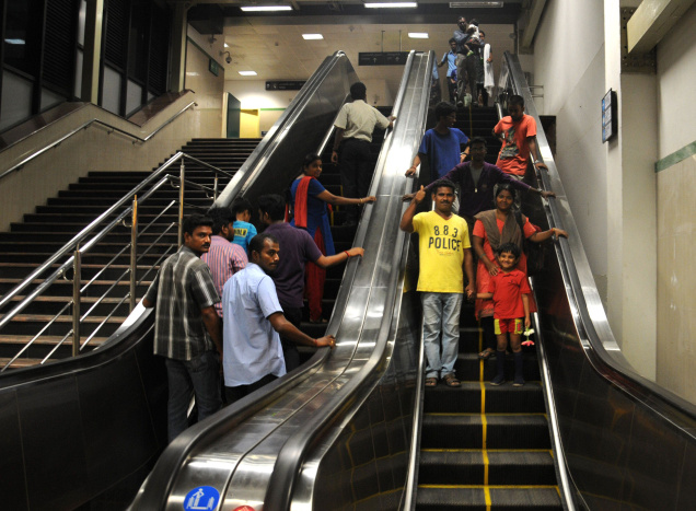 CHENNAI, 30/06/2015: For City: Commuters at Koyambedu Metro Rail staion. Photo: B. Jothi Ramalingam
