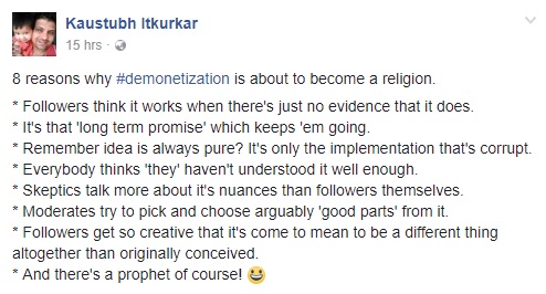 demonetisation is becoming a religion