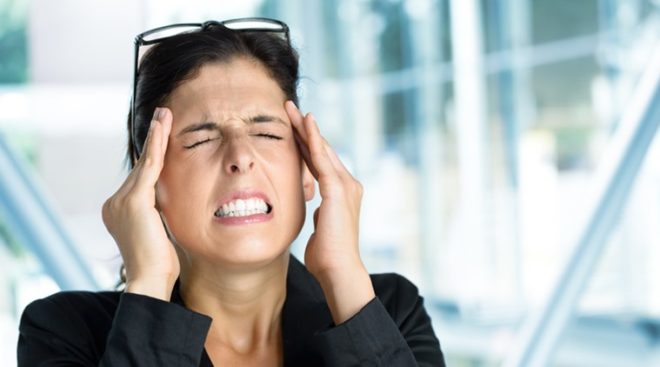 Business woman headache and stress