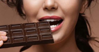 girl eating dark chocolate