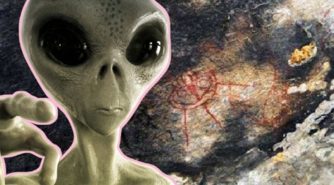 alien stone painting inmarathi
