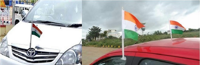 indian flag on vehicle inmarathi